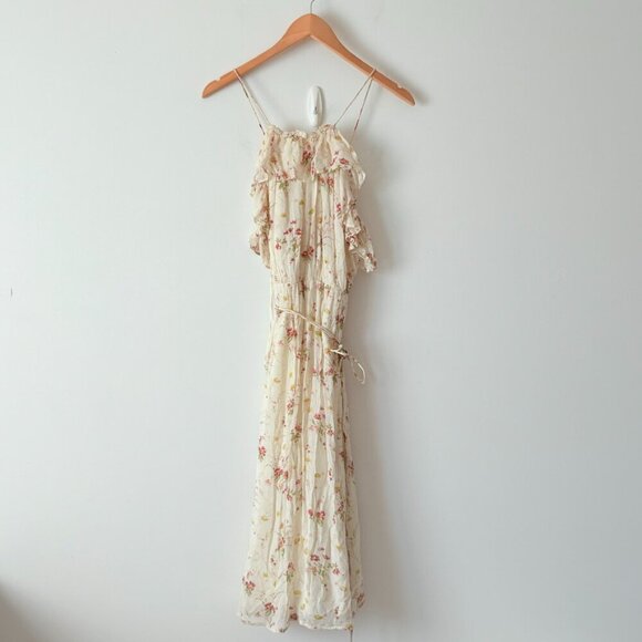 Zara Floral Sequin Ruffle Midi Halterneck Midi Dress NWT Size XS - Picture 6 of 9